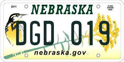 NE license plate DGD019