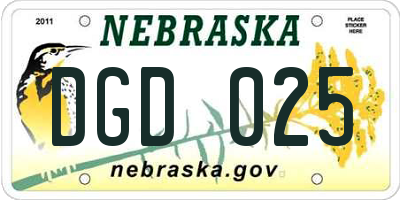 NE license plate DGD025