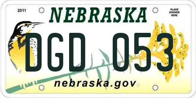NE license plate DGD053