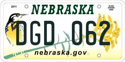 NE license plate DGD062