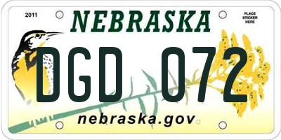 NE license plate DGD072