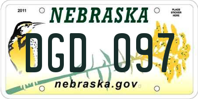 NE license plate DGD097