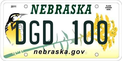 NE license plate DGD100