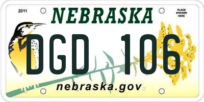 NE license plate DGD106