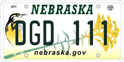 NE license plate DGD111
