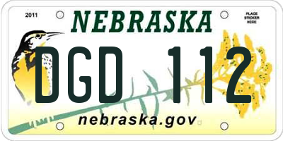 NE license plate DGD112