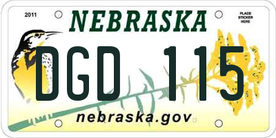NE license plate DGD115