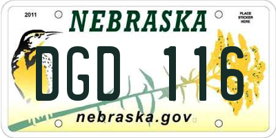 NE license plate DGD116