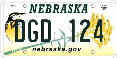 NE license plate DGD124