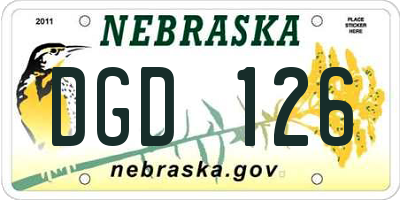 NE license plate DGD126