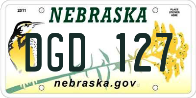 NE license plate DGD127