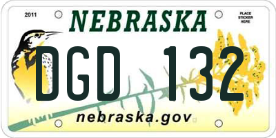 NE license plate DGD132