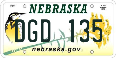 NE license plate DGD135