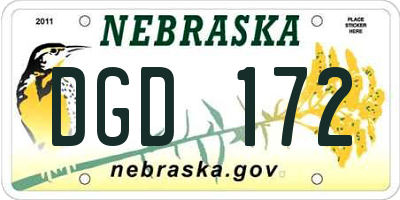 NE license plate DGD172