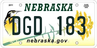NE license plate DGD183