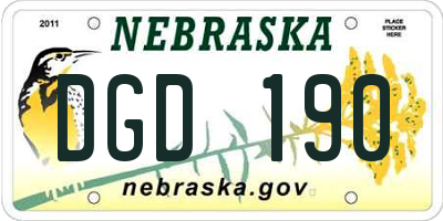 NE license plate DGD190