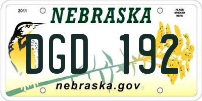 NE license plate DGD192