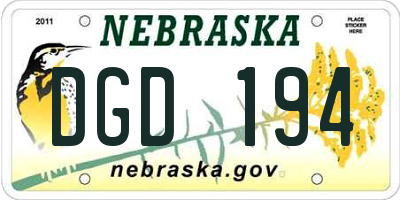 NE license plate DGD194