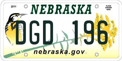 NE license plate DGD196