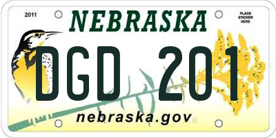 NE license plate DGD201
