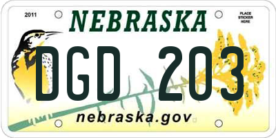 NE license plate DGD203