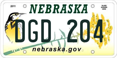 NE license plate DGD204