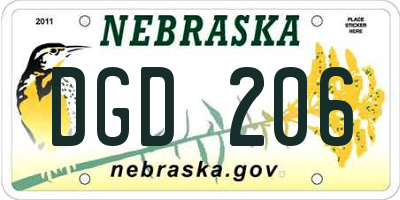 NE license plate DGD206