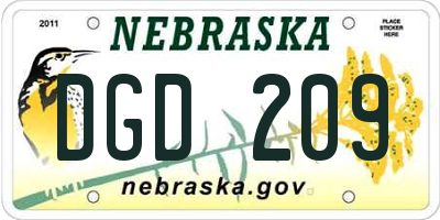 NE license plate DGD209