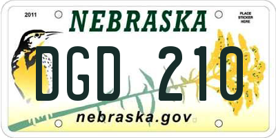 NE license plate DGD210