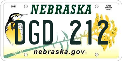 NE license plate DGD212