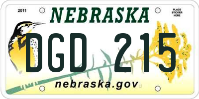 NE license plate DGD215