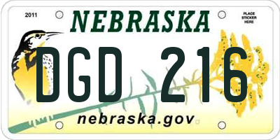 NE license plate DGD216