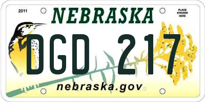 NE license plate DGD217