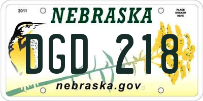 NE license plate DGD218