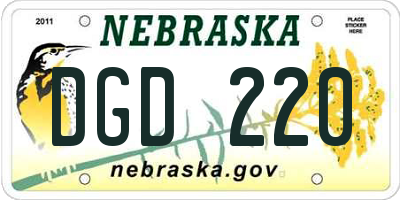 NE license plate DGD220