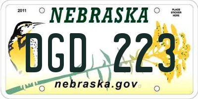 NE license plate DGD223