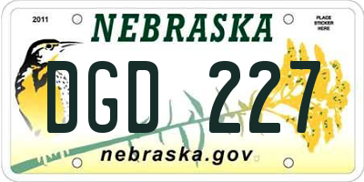 NE license plate DGD227