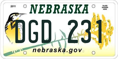 NE license plate DGD231