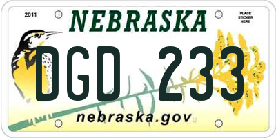 NE license plate DGD233