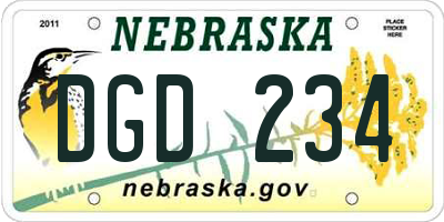 NE license plate DGD234