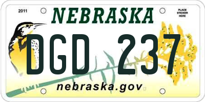 NE license plate DGD237