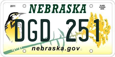 NE license plate DGD251