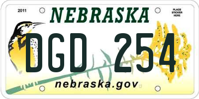 NE license plate DGD254