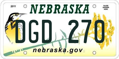 NE license plate DGD270