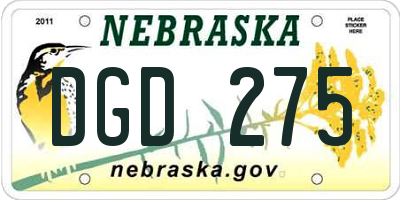 NE license plate DGD275