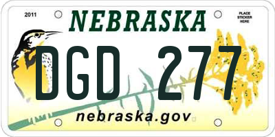 NE license plate DGD277