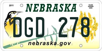 NE license plate DGD278