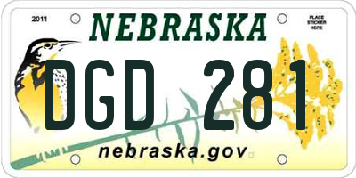 NE license plate DGD281