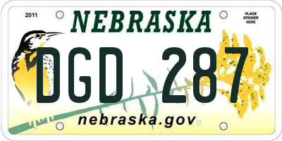 NE license plate DGD287
