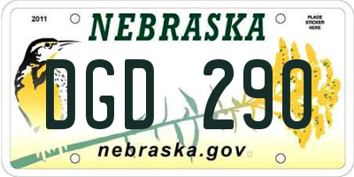 NE license plate DGD290